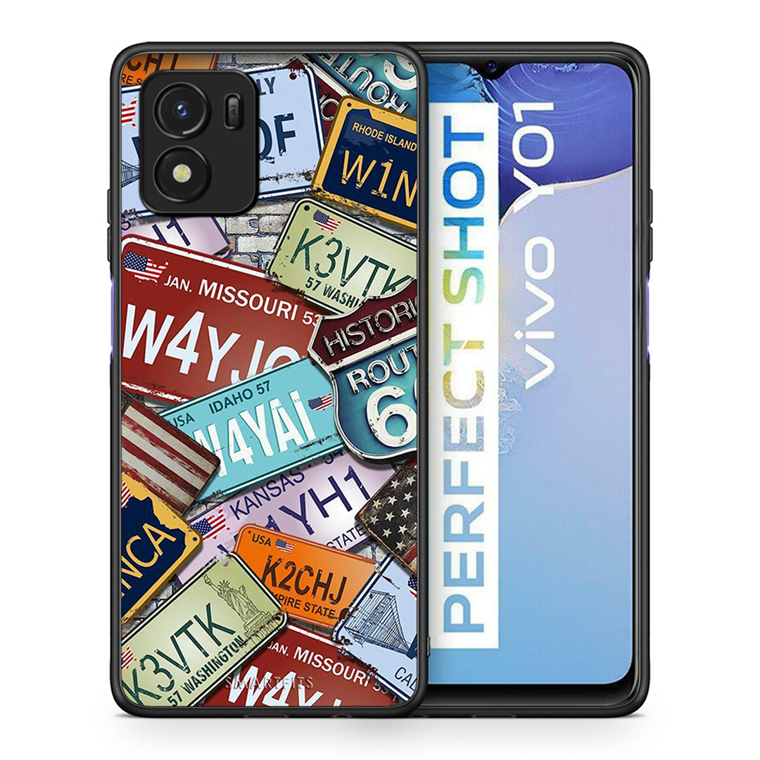 Θήκη Vivo Y01 / Y15s Car Plates από τη Smartfits με σχέδιο στο πίσω μέρος και μαύρο περίβλημα | Vivo Y01 / Y15s Car Plates case with colorful back and black bezels