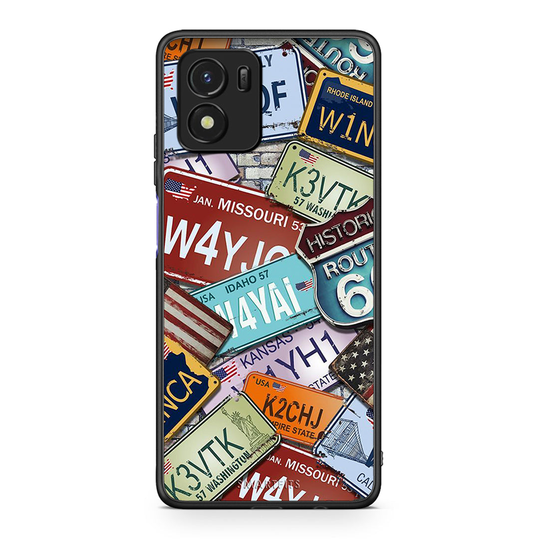 Vivo Y01 / Y15s Car Plates θήκη από τη Smartfits με σχέδιο στο πίσω μέρος και μαύρο περίβλημα | Smartphone case with colorful back and black bezels by Smartfits