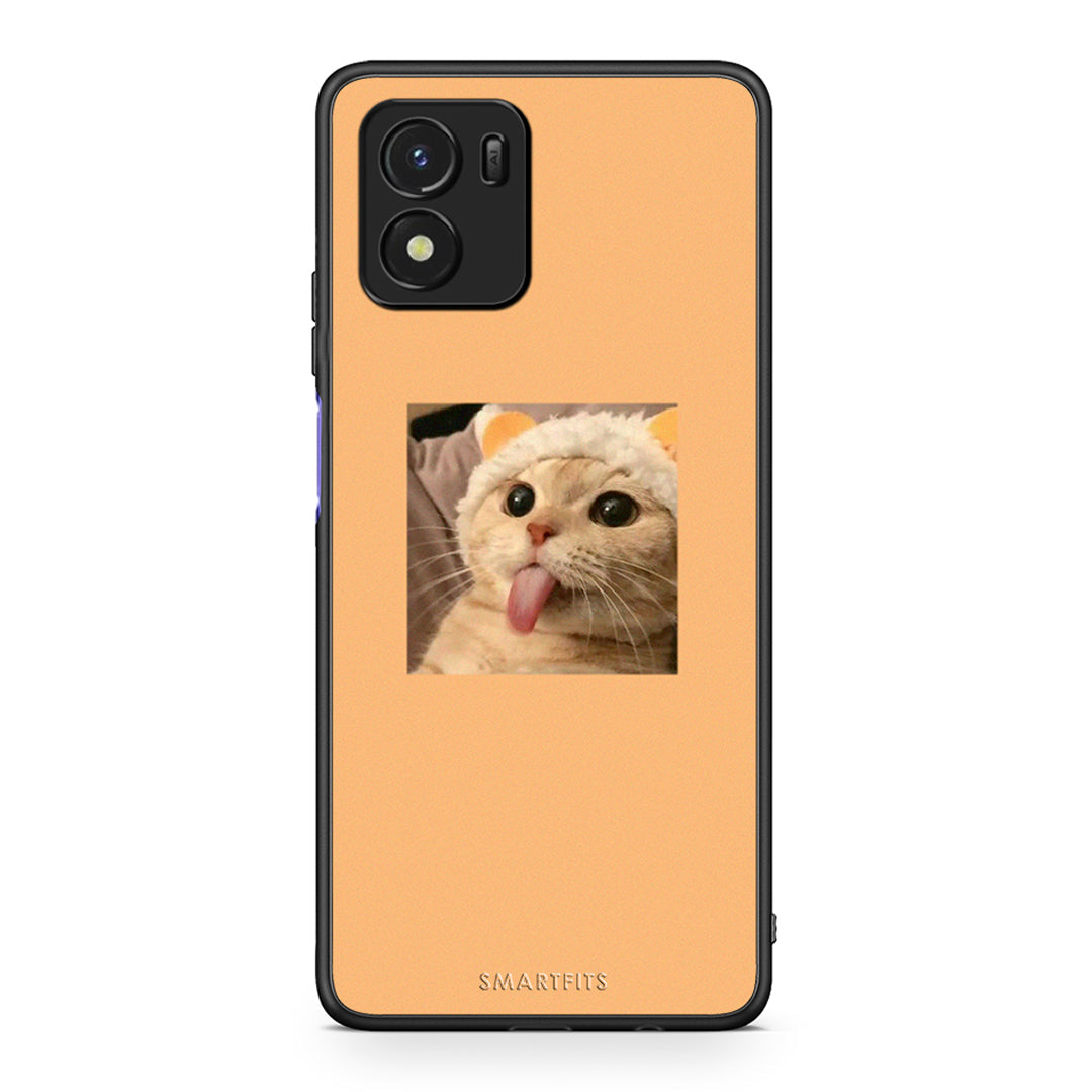 Vivo Y01 / Y15s Cat Tongue θήκη από τη Smartfits με σχέδιο στο πίσω μέρος και μαύρο περίβλημα | Smartphone case with colorful back and black bezels by Smartfits