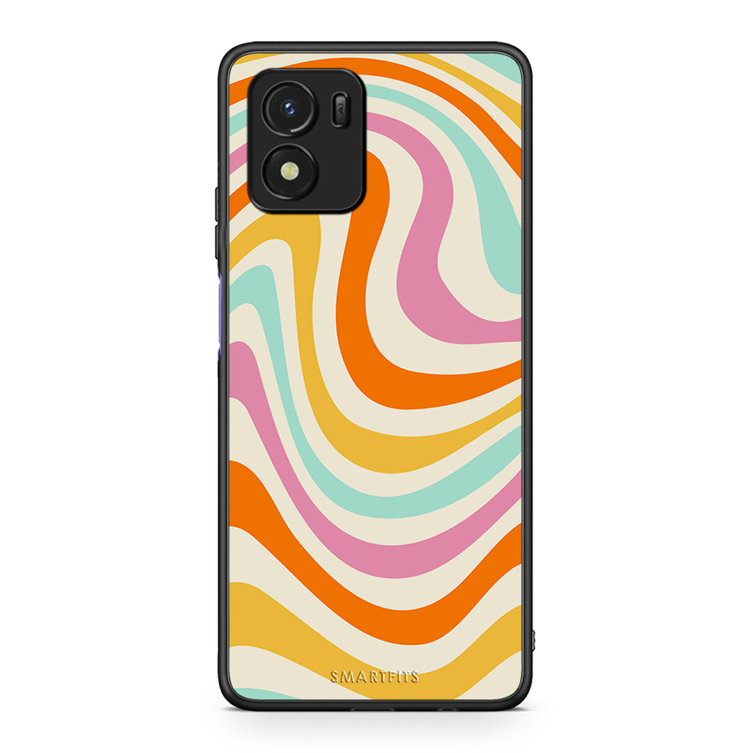 Vivo Y01 / Y15s Colourful Waves θήκη από τη Smartfits με σχέδιο στο πίσω μέρος και μαύρο περίβλημα | Smartphone case with colorful back and black bezels by Smartfits