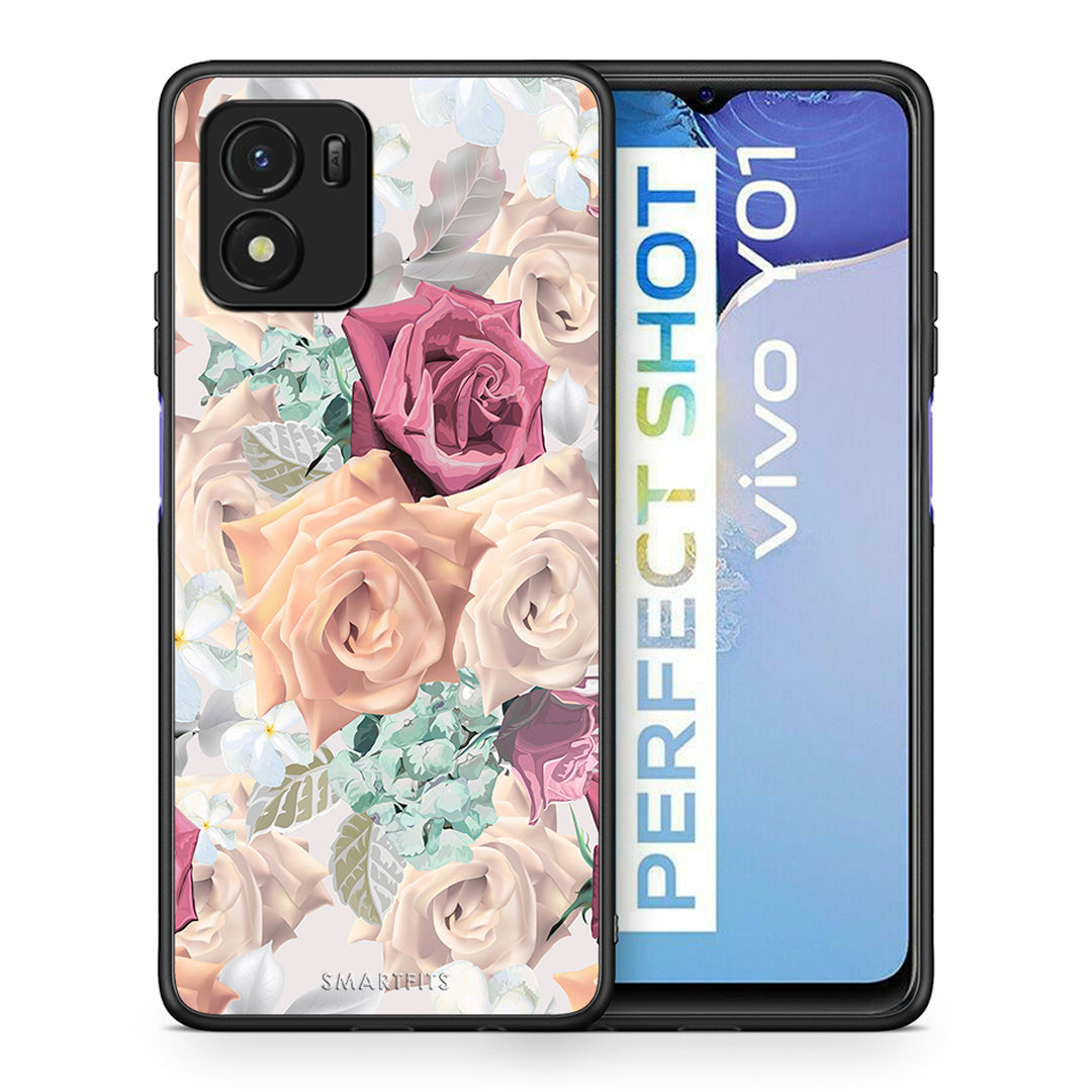 Θήκη Vivo Y01 / Y15s Bouquet Floral από τη Smartfits με σχέδιο στο πίσω μέρος και μαύρο περίβλημα | Vivo Y01 / Y15s Bouquet Floral case with colorful back and black bezels