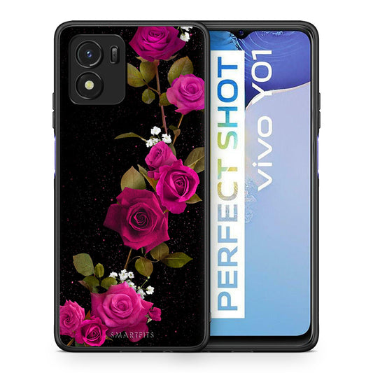 Θήκη Vivo Y01 / Y15s Red Roses Flower από τη Smartfits με σχέδιο στο πίσω μέρος και μαύρο περίβλημα | Vivo Y01 / Y15s Red Roses Flower case with colorful back and black bezels
