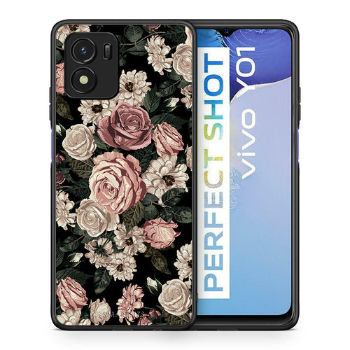 Θήκη Vivo Y01 / Y15s Wild Roses Flower από τη Smartfits με σχέδιο στο πίσω μέρος και μαύρο περίβλημα | Vivo Y01 / Y15s Wild Roses Flower case with colorful back and black bezels