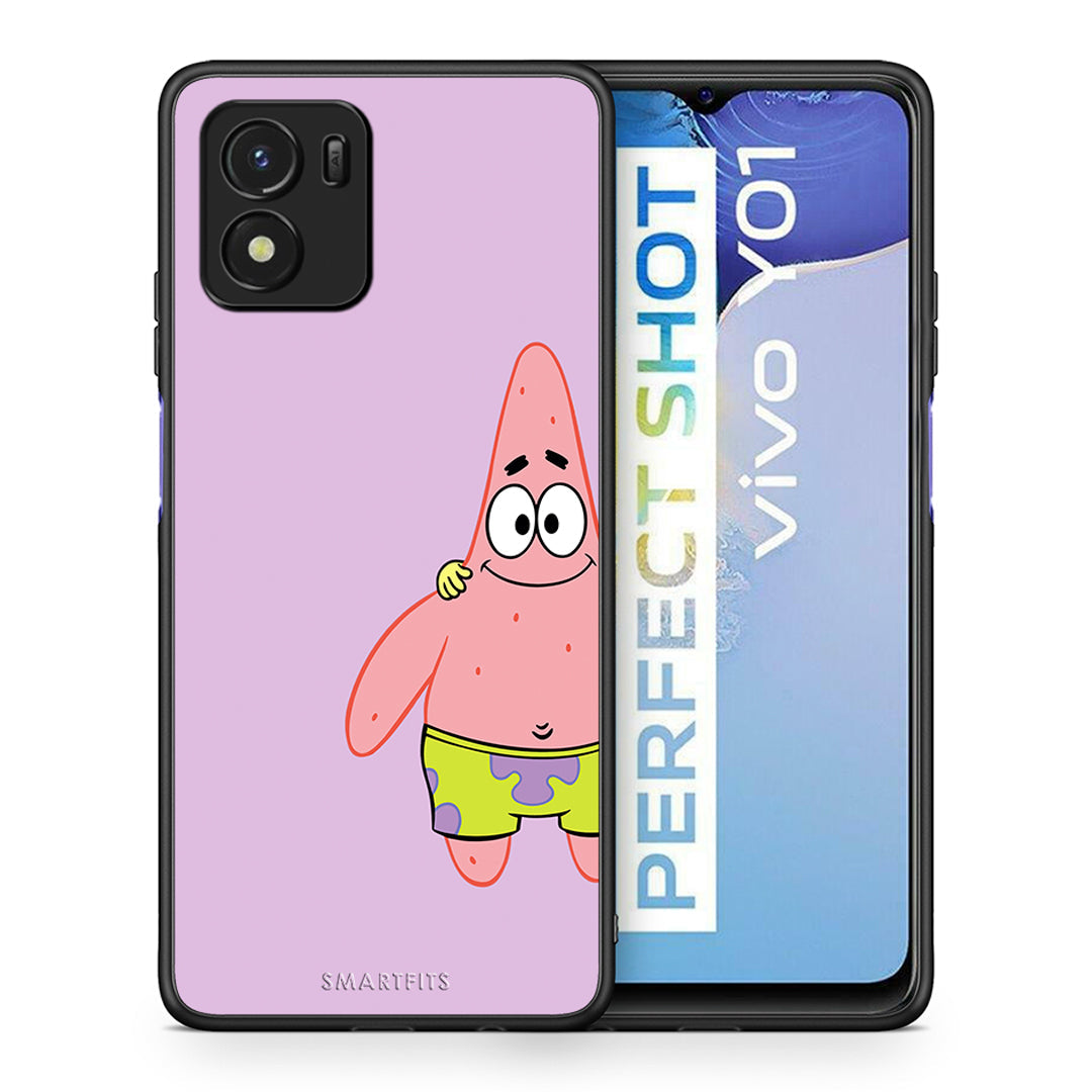 Θήκη Vivo Y01 / Y15s Friends Patrick από τη Smartfits με σχέδιο στο πίσω μέρος και μαύρο περίβλημα | Vivo Y01 / Y15s Friends Patrick case with colorful back and black bezels