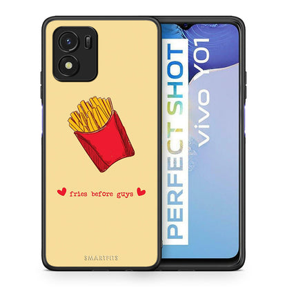 Θήκη Αγίου Βαλεντίνου Vivo Y01 / Y15s Fries Before Guys από τη Smartfits με σχέδιο στο πίσω μέρος και μαύρο περίβλημα | Vivo Y01 / Y15s Fries Before Guys case with colorful back and black bezels
