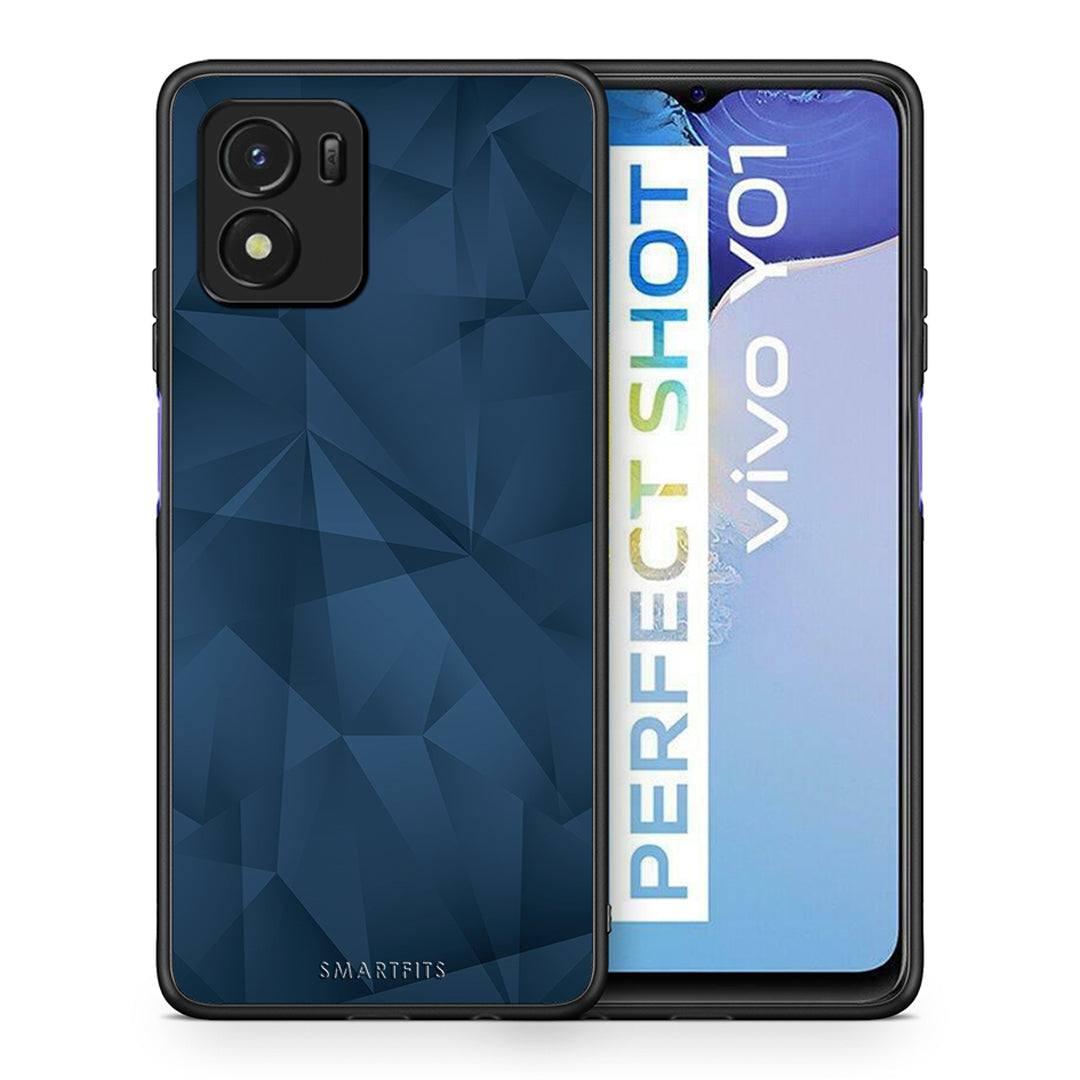 Θήκη Vivo Y01 / Y15s Blue Abstract Geometric από τη Smartfits με σχέδιο στο πίσω μέρος και μαύρο περίβλημα | Vivo Y01 / Y15s Blue Abstract Geometric case with colorful back and black bezels