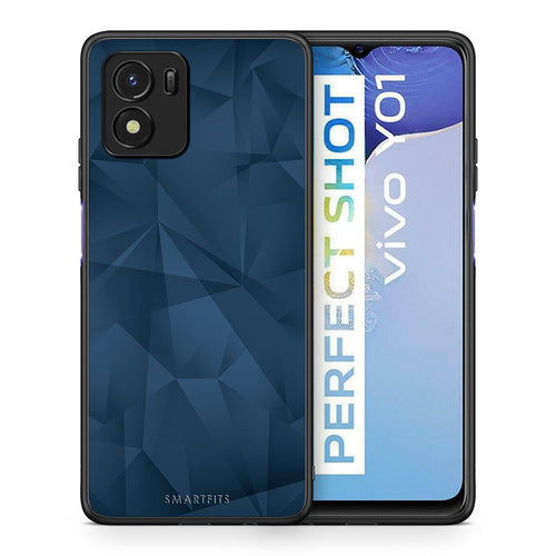 Θήκη Vivo Y01 / Y15s Blue Abstract Geometric από τη Smartfits με σχέδιο στο πίσω μέρος και μαύρο περίβλημα | Vivo Y01 / Y15s Blue Abstract Geometric case with colorful back and black bezels