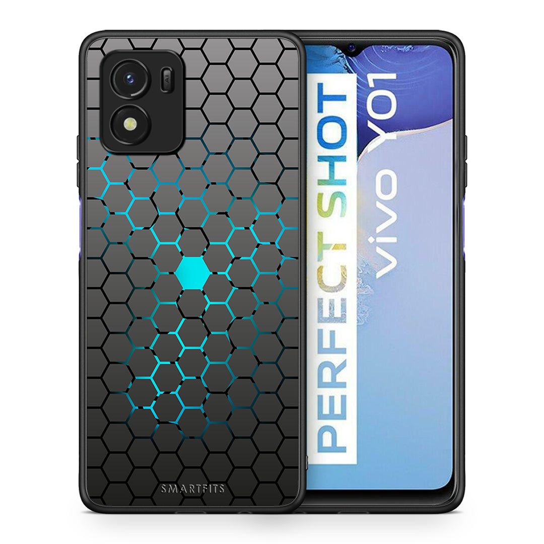 Θήκη Vivo Y01 / Y15s Hexagonal Geometric από τη Smartfits με σχέδιο στο πίσω μέρος και μαύρο περίβλημα | Vivo Y01 / Y15s Hexagonal Geometric case with colorful back and black bezels
