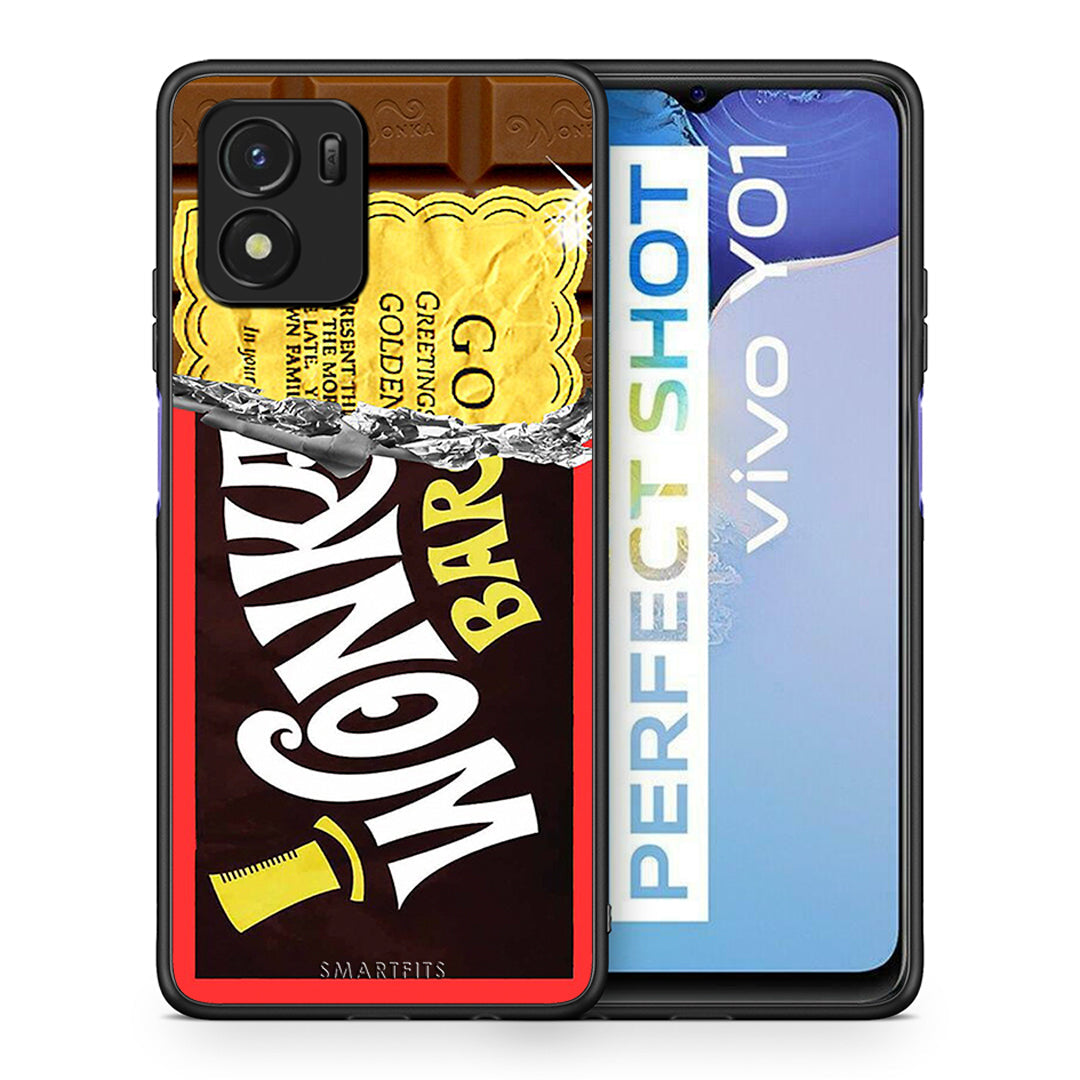 Θήκη Vivo Y01 / Y15s Golden Ticket από τη Smartfits με σχέδιο στο πίσω μέρος και μαύρο περίβλημα | Vivo Y01 / Y15s Golden Ticket case with colorful back and black bezels