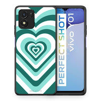 Thumbnail for Θήκη Vivo Y01 / Y15s Green Hearts από τη Smartfits με σχέδιο στο πίσω μέρος και μαύρο περίβλημα | Vivo Y01 / Y15s Green Hearts case with colorful back and black bezels