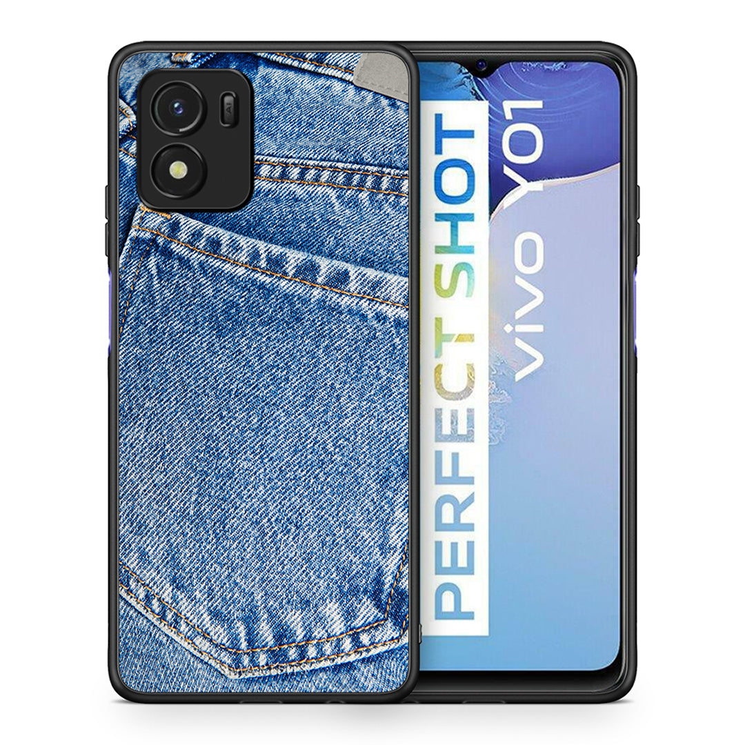 Θήκη Vivo Y01 / Y15s Jeans Pocket από τη Smartfits με σχέδιο στο πίσω μέρος και μαύρο περίβλημα | Vivo Y01 / Y15s Jeans Pocket case with colorful back and black bezels
