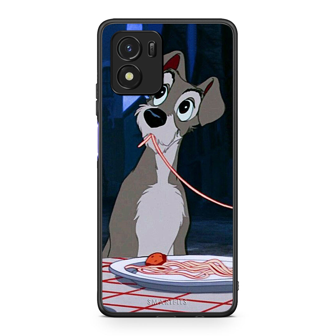 Vivo Y01 / Y15s Lady And Tramp 1 Θήκη Αγίου Βαλεντίνου από τη Smartfits με σχέδιο στο πίσω μέρος και μαύρο περίβλημα | Smartphone case with colorful back and black bezels by Smartfits
