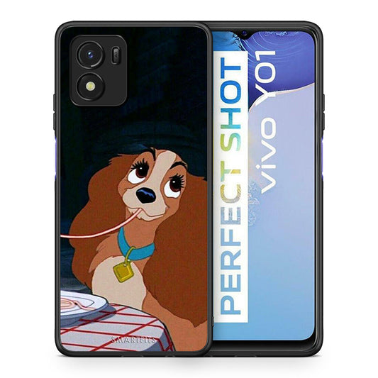 Θήκη Αγίου Βαλεντίνου Vivo Y01 / Y15s Lady And Tramp 2 από τη Smartfits με σχέδιο στο πίσω μέρος και μαύρο περίβλημα | Vivo Y01 / Y15s Lady And Tramp 2 case with colorful back and black bezels