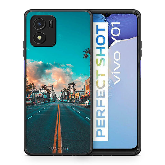 Θήκη Vivo Y01 / Y15s City Landscape από τη Smartfits με σχέδιο στο πίσω μέρος και μαύρο περίβλημα | Vivo Y01 / Y15s City Landscape case with colorful back and black bezels