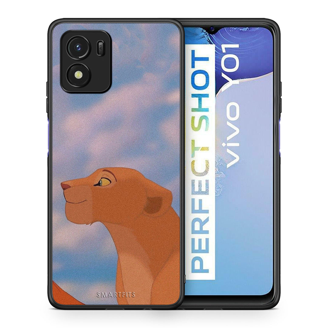 Θήκη Αγίου Βαλεντίνου Vivo Y01 / Y15s Lion Love 2 από τη Smartfits με σχέδιο στο πίσω μέρος και μαύρο περίβλημα | Vivo Y01 / Y15s Lion Love 2 case with colorful back and black bezels