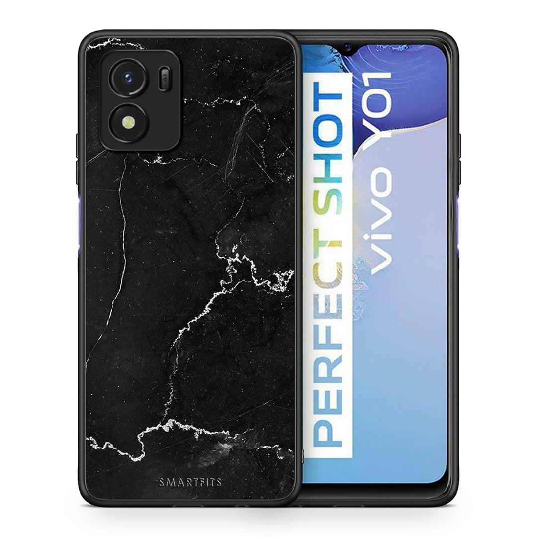Θήκη Vivo Y01 / Y15s Black Marble από τη Smartfits με σχέδιο στο πίσω μέρος και μαύρο περίβλημα | Vivo Y01 / Y15s Black Marble case with colorful back and black bezels