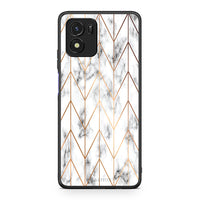 Thumbnail for 44 - Vivo Y01 / Y15s Gold Geometric Marble case, cover, bumper