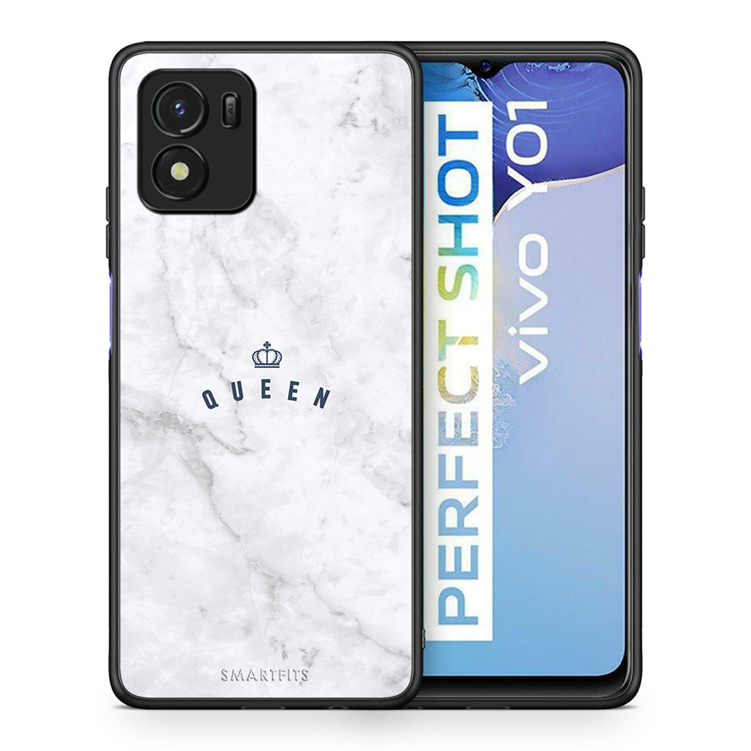 Θήκη Vivo Y01 / Y15s Queen Marble από τη Smartfits με σχέδιο στο πίσω μέρος και μαύρο περίβλημα | Vivo Y01 / Y15s Queen Marble case with colorful back and black bezels