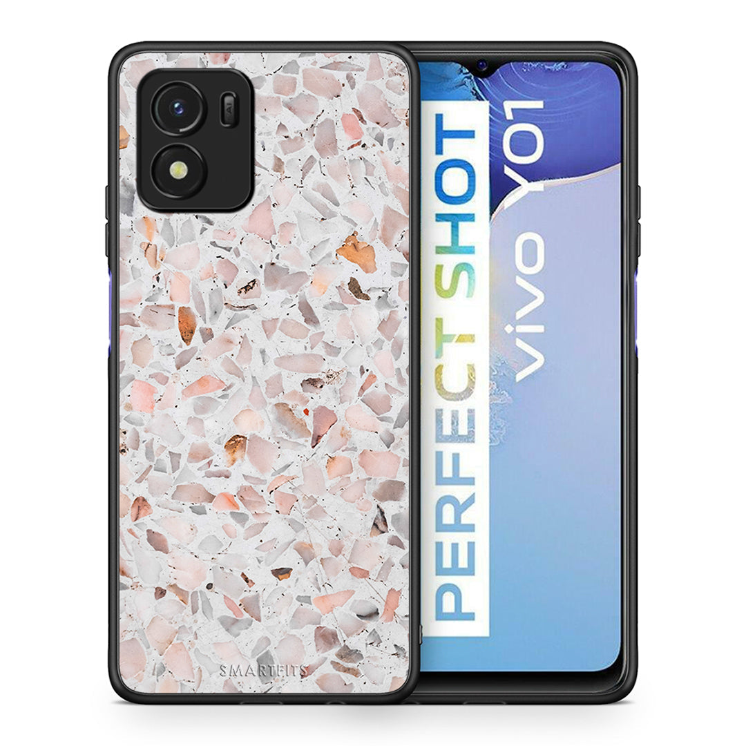 Θήκη Vivo Y01 / Y15s Marble Terrazzo από τη Smartfits με σχέδιο στο πίσω μέρος και μαύρο περίβλημα | Vivo Y01 / Y15s Marble Terrazzo case with colorful back and black bezels