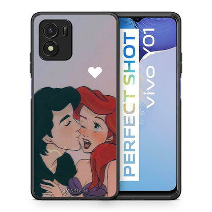 Θήκη Αγίου Βαλεντίνου Vivo Y01 / Y15s Mermaid Love από τη Smartfits με σχέδιο στο πίσω μέρος και μαύρο περίβλημα | Vivo Y01 / Y15s Mermaid Love case with colorful back and black bezels