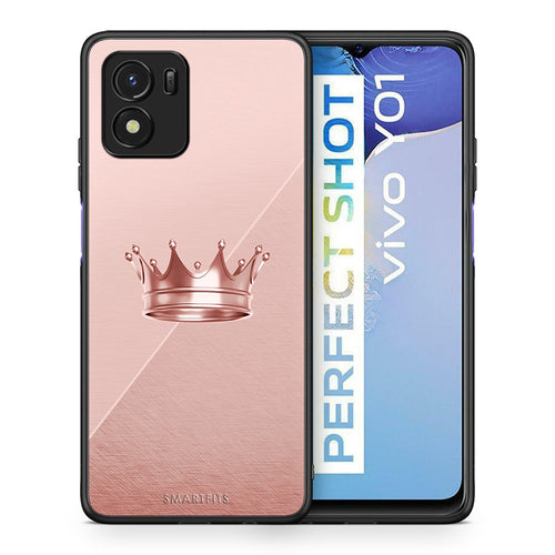 Θήκη Vivo Y01 / Y15s Crown Minimal από τη Smartfits με σχέδιο στο πίσω μέρος και μαύρο περίβλημα | Vivo Y01 / Y15s Crown Minimal case with colorful back and black bezels