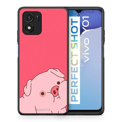 Θήκη Αγίου Βαλεντίνου Vivo Y01 / Y15s Pig Love 1 από τη Smartfits με σχέδιο στο πίσω μέρος και μαύρο περίβλημα | Vivo Y01 / Y15s Pig Love 1 case with colorful back and black bezels