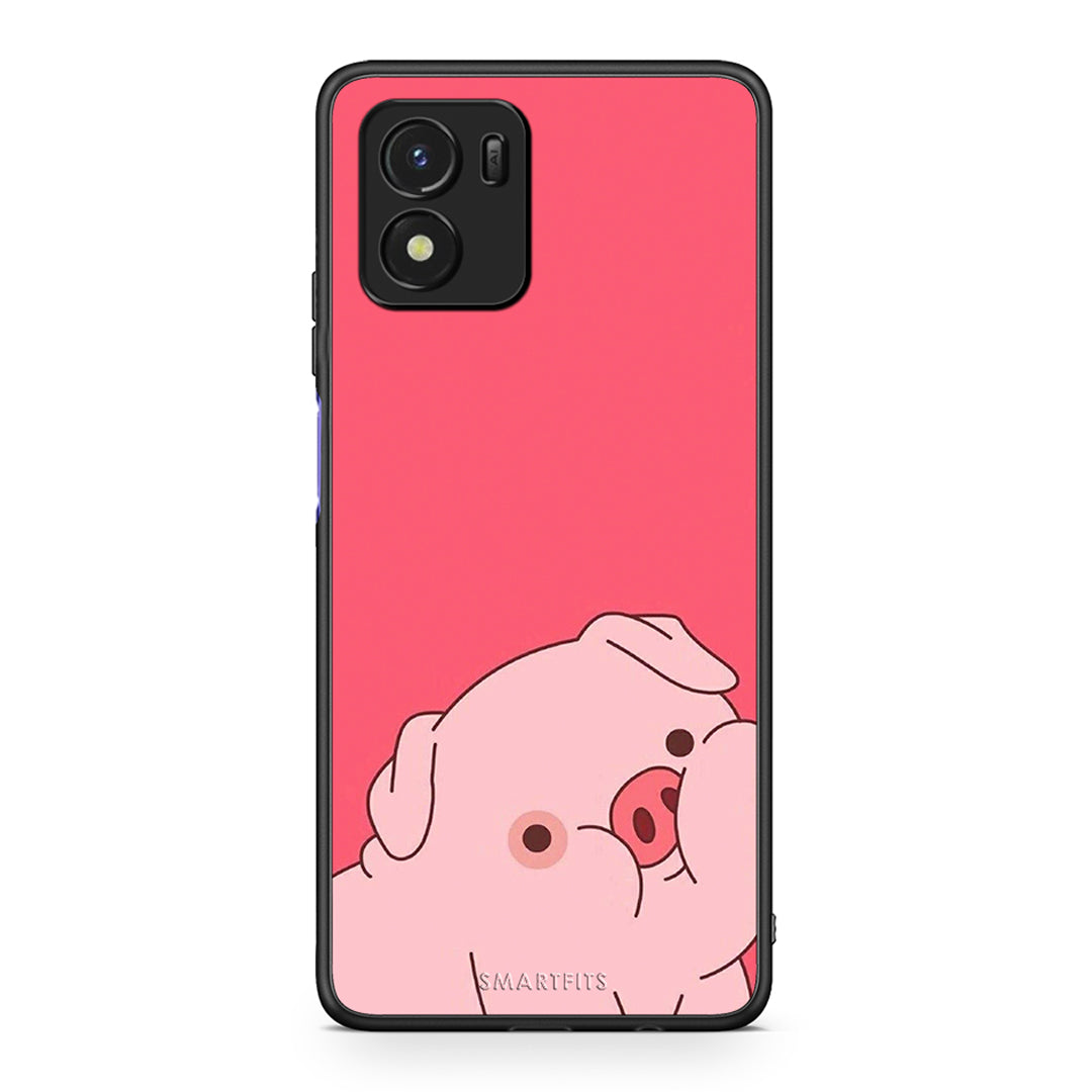 Vivo Y01 / Y15s Pig Love 1 Θήκη Αγίου Βαλεντίνου από τη Smartfits με σχέδιο στο πίσω μέρος και μαύρο περίβλημα | Smartphone case with colorful back and black bezels by Smartfits