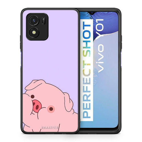 Θήκη Αγίου Βαλεντίνου Vivo Y01 / Y15s Pig Love 2 από τη Smartfits με σχέδιο στο πίσω μέρος και μαύρο περίβλημα | Vivo Y01 / Y15s Pig Love 2 case with colorful back and black bezels