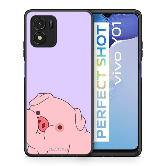 Θήκη Αγίου Βαλεντίνου Vivo Y01 / Y15s Pig Love 2 από τη Smartfits με σχέδιο στο πίσω μέρος και μαύρο περίβλημα | Vivo Y01 / Y15s Pig Love 2 case with colorful back and black bezels