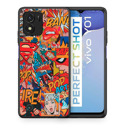 Θήκη Vivo Y01 / Y15s PopArt OMG από τη Smartfits με σχέδιο στο πίσω μέρος και μαύρο περίβλημα | Vivo Y01 / Y15s PopArt OMG case with colorful back and black bezels