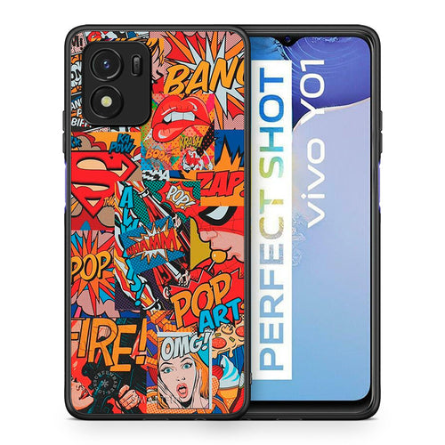 Θήκη Vivo Y01 / Y15s PopArt OMG από τη Smartfits με σχέδιο στο πίσω μέρος και μαύρο περίβλημα | Vivo Y01 / Y15s PopArt OMG case with colorful back and black bezels
