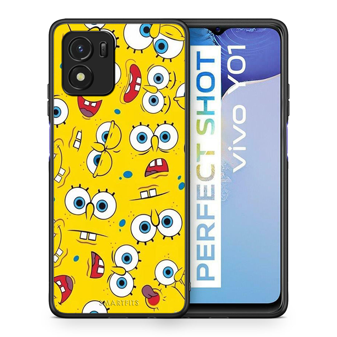 Θήκη Vivo Y01 / Y15s Sponge PopArt από τη Smartfits με σχέδιο στο πίσω μέρος και μαύρο περίβλημα | Vivo Y01 / Y15s Sponge PopArt case with colorful back and black bezels