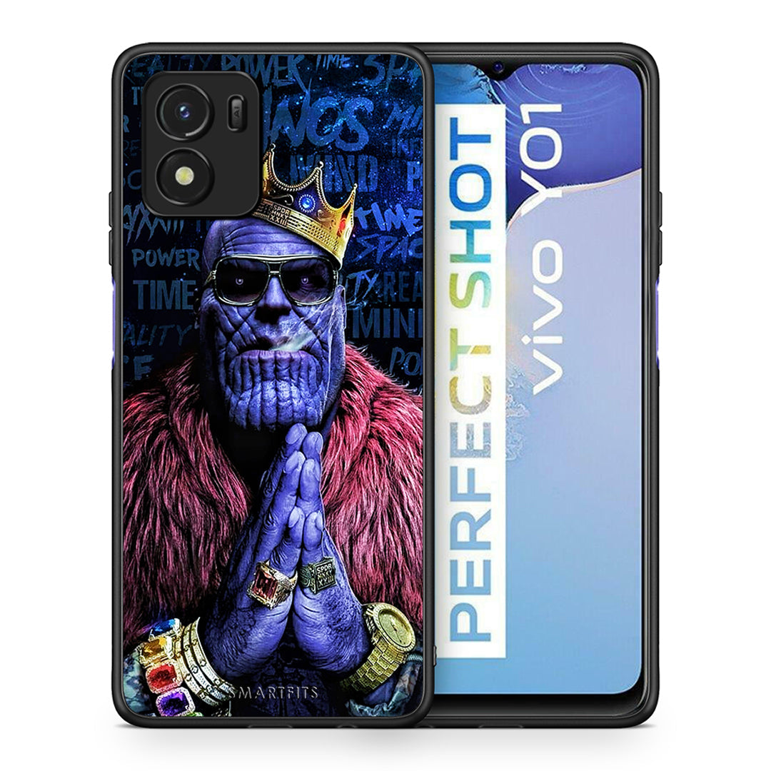 Θήκη Vivo Y01 / Y15s Thanos PopArt από τη Smartfits με σχέδιο στο πίσω μέρος και μαύρο περίβλημα | Vivo Y01 / Y15s Thanos PopArt case with colorful back and black bezels