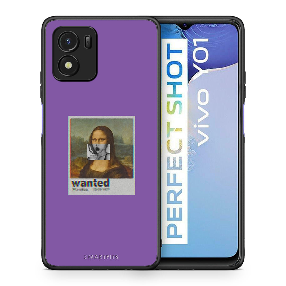 Θήκη Vivo Y01 / Y15s Monalisa Popart από τη Smartfits με σχέδιο στο πίσω μέρος και μαύρο περίβλημα | Vivo Y01 / Y15s Monalisa Popart case with colorful back and black bezels