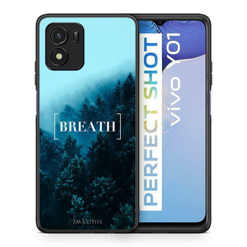 Θήκη Vivo Y01 / Y15s Breath Quote από τη Smartfits με σχέδιο στο πίσω μέρος και μαύρο περίβλημα | Vivo Y01 / Y15s Breath Quote case with colorful back and black bezels