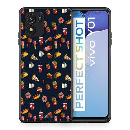 Θήκη Vivo Y01 / Y15s Hungry Random από τη Smartfits με σχέδιο στο πίσω μέρος και μαύρο περίβλημα | Vivo Y01 / Y15s Hungry Random case with colorful back and black bezels