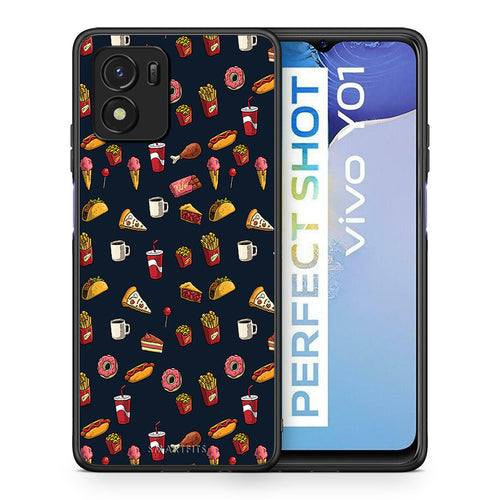 Θήκη Vivo Y01 / Y15s Hungry Random από τη Smartfits με σχέδιο στο πίσω μέρος και μαύρο περίβλημα | Vivo Y01 / Y15s Hungry Random case with colorful back and black bezels