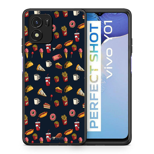 Θήκη Vivo Y01 / Y15s Hungry Random από τη Smartfits με σχέδιο στο πίσω μέρος και μαύρο περίβλημα | Vivo Y01 / Y15s Hungry Random case with colorful back and black bezels