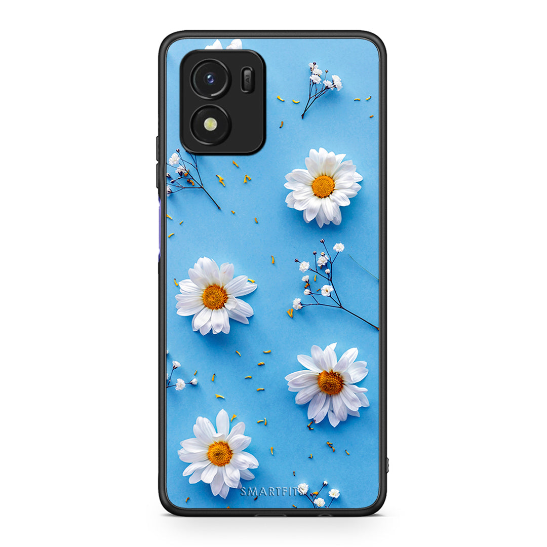 Vivo Y01 / Y15s Real Daisies θήκη από τη Smartfits με σχέδιο στο πίσω μέρος και μαύρο περίβλημα | Smartphone case with colorful back and black bezels by Smartfits