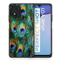 Thumbnail for Θήκη Vivo Y01 / Y15s Real Peacock Feathers από τη Smartfits με σχέδιο στο πίσω μέρος και μαύρο περίβλημα | Vivo Y01 / Y15s Real Peacock Feathers case with colorful back and black bezels