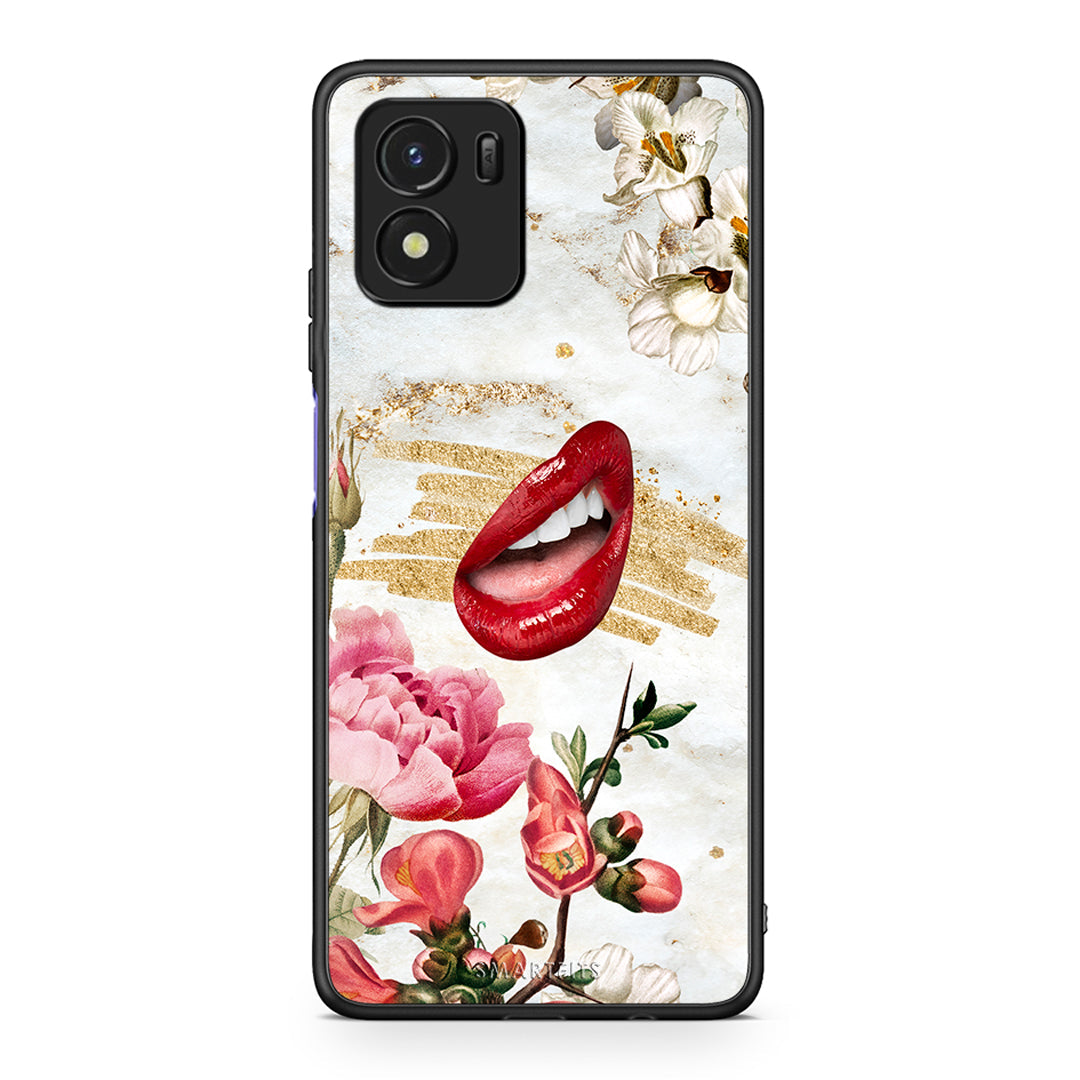 Vivo Y01 / Y15s Red Lips θήκη από τη Smartfits με σχέδιο στο πίσω μέρος και μαύρο περίβλημα | Smartphone case with colorful back and black bezels by Smartfits