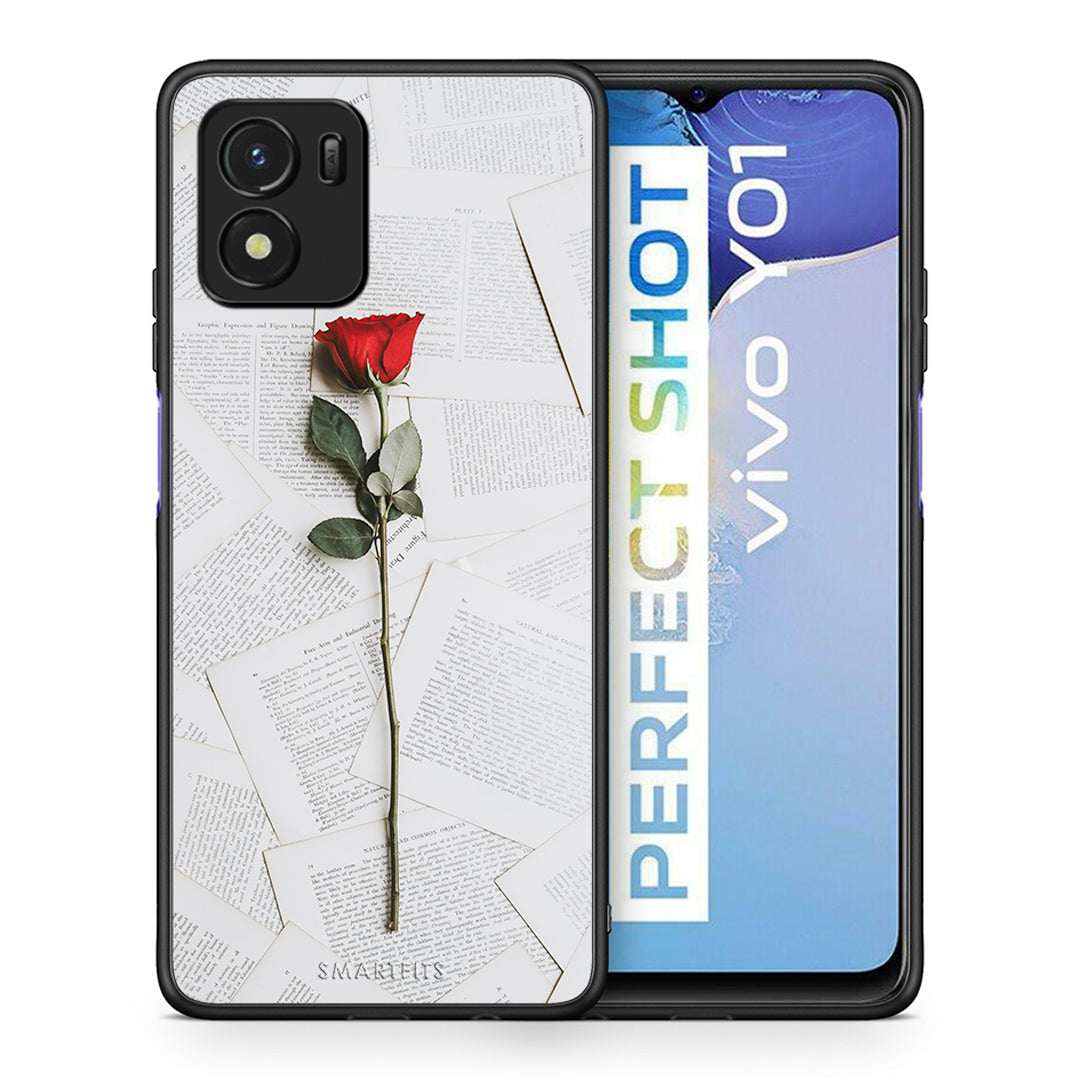 Θήκη Vivo Y01 / Y15s Red Rose από τη Smartfits με σχέδιο στο πίσω μέρος και μαύρο περίβλημα | Vivo Y01 / Y15s Red Rose case with colorful back and black bezels