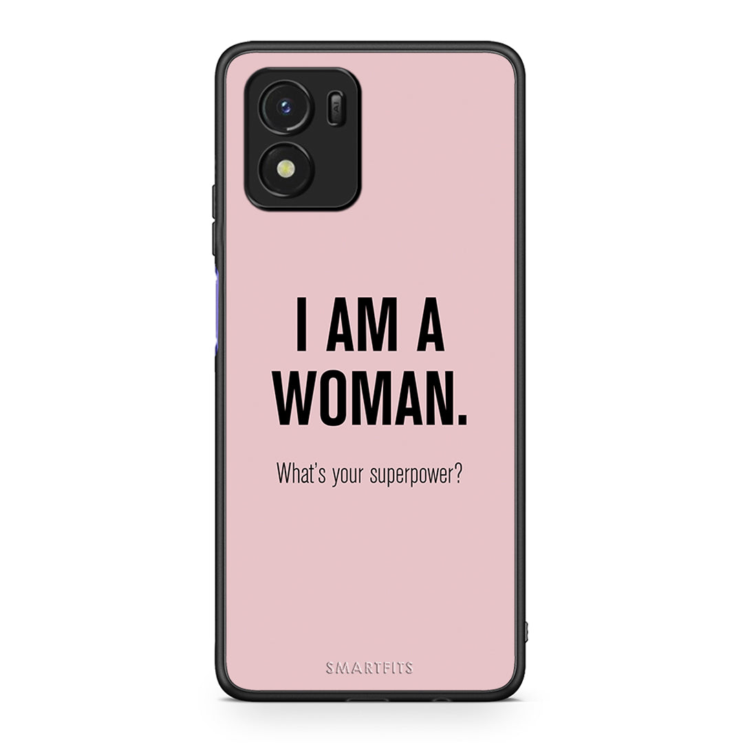 Vivo Y01 / Y15s Superpower Woman θήκη από τη Smartfits με σχέδιο στο πίσω μέρος και μαύρο περίβλημα | Smartphone case with colorful back and black bezels by Smartfits