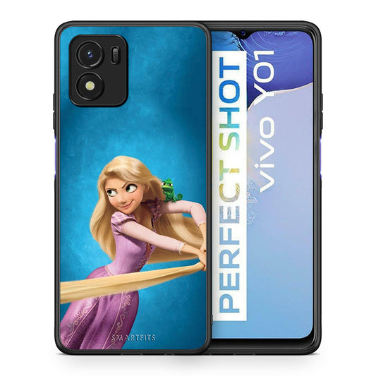Θήκη Αγίου Βαλεντίνου Vivo Y01 / Y15s Tangled 2 από τη Smartfits με σχέδιο στο πίσω μέρος και μαύρο περίβλημα | Vivo Y01 / Y15s Tangled 2 case with colorful back and black bezels