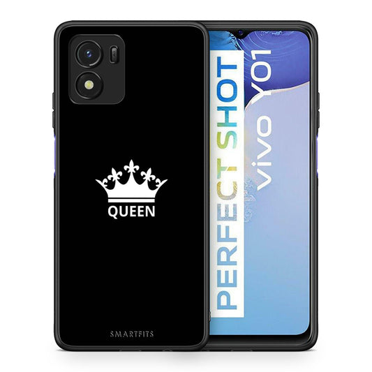Θήκη Vivo Y01 / Y15s Queen Valentine από τη Smartfits με σχέδιο στο πίσω μέρος και μαύρο περίβλημα | Vivo Y01 / Y15s Queen Valentine case with colorful back and black bezels