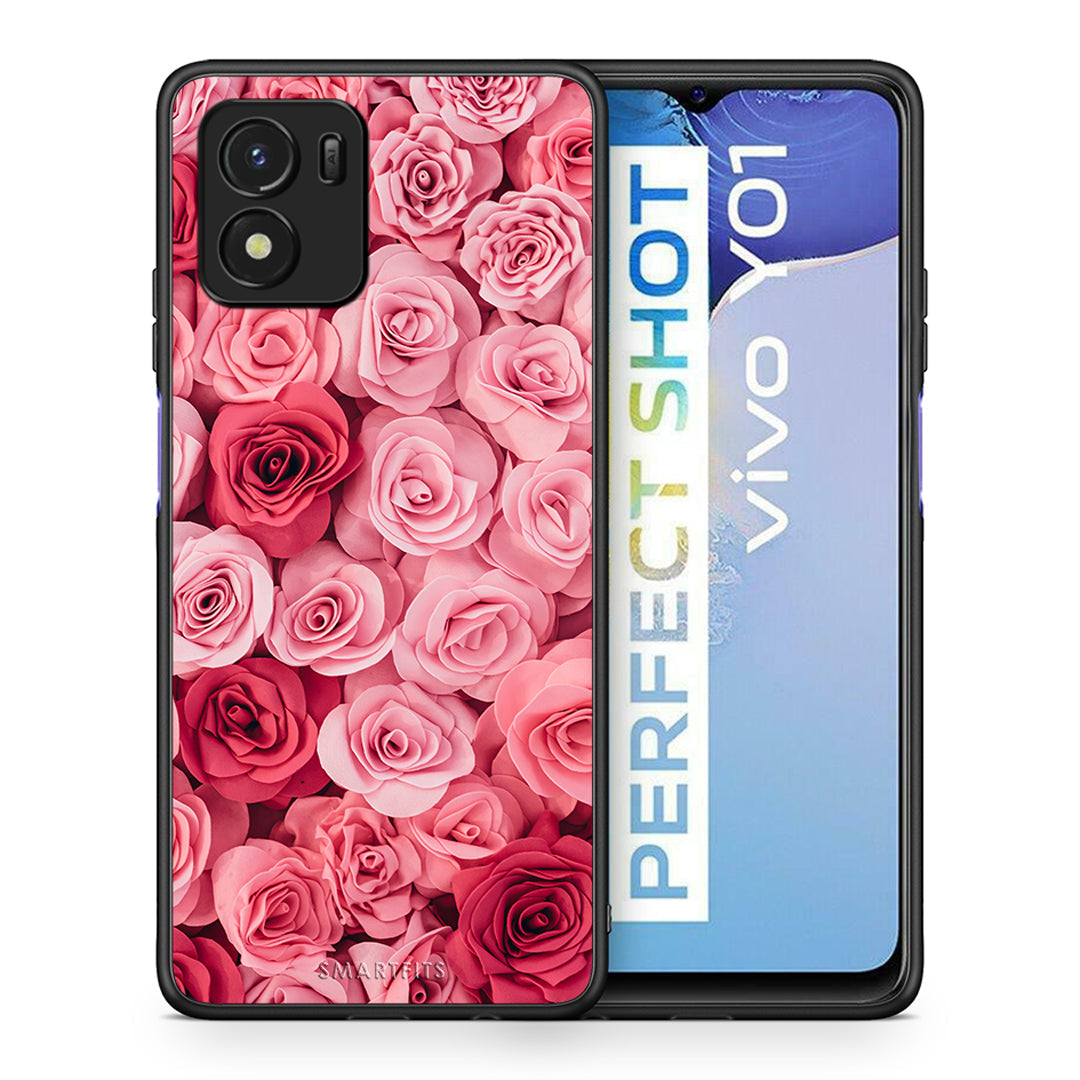 Θήκη Vivo Y01 / Y15s RoseGarden Valentine από τη Smartfits με σχέδιο στο πίσω μέρος και μαύρο περίβλημα | Vivo Y01 / Y15s RoseGarden Valentine case with colorful back and black bezels