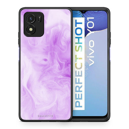 Θήκη Vivo Y01 / Y15s Lavender Watercolor από τη Smartfits με σχέδιο στο πίσω μέρος και μαύρο περίβλημα | Vivo Y01 / Y15s Lavender Watercolor case with colorful back and black bezels