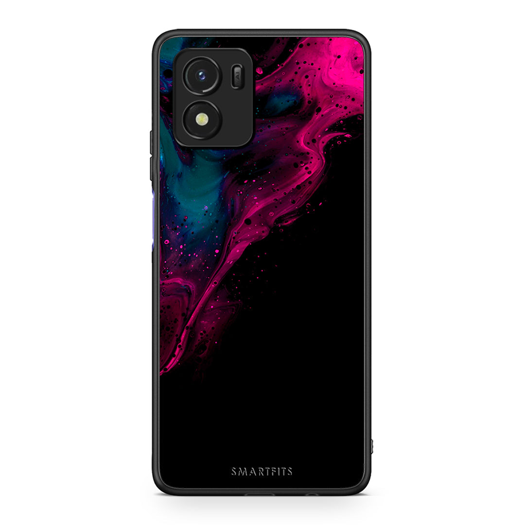 4 - Vivo Y01 / Y15s Pink Black Watercolor case, cover, bumper