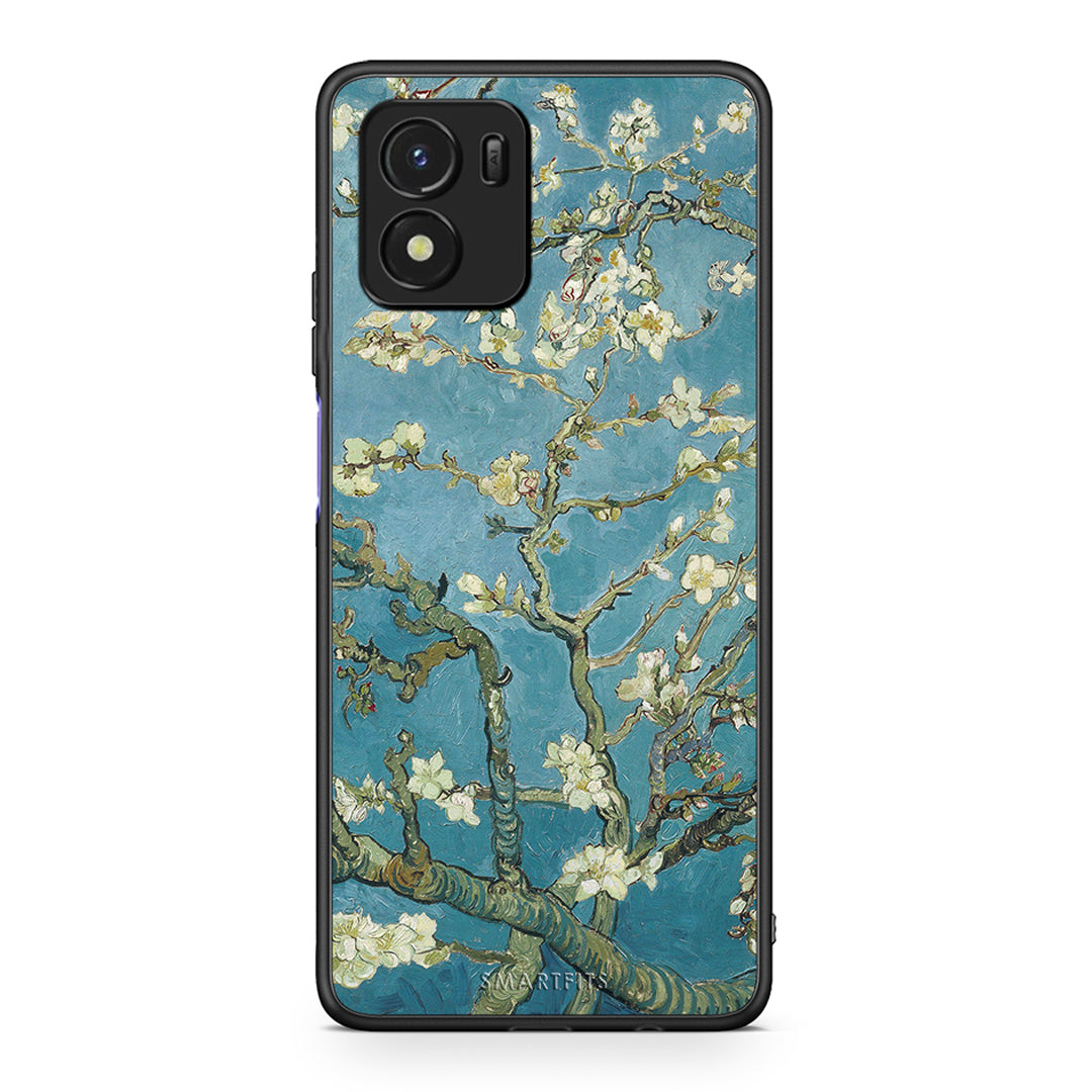 Vivo Y01 / Y15s White Blossoms θήκη από τη Smartfits με σχέδιο στο πίσω μέρος και μαύρο περίβλημα | Smartphone case with colorful back and black bezels by Smartfits