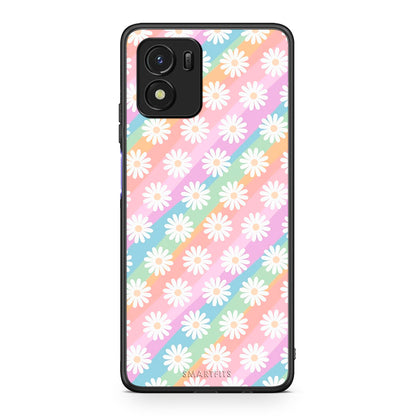 Vivo Y01 / Y15s White Daisies θήκη από τη Smartfits με σχέδιο στο πίσω μέρος και μαύρο περίβλημα | Smartphone case with colorful back and black bezels by Smartfits